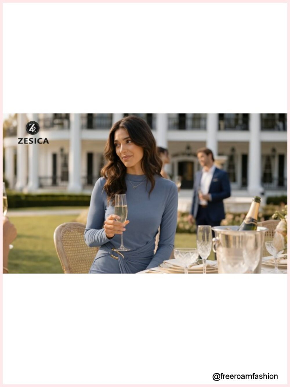 Long Sleeve Mock Neck Bodycon Midi Dress for Wedding Guest Cocktail Party - Picture 6 of 6